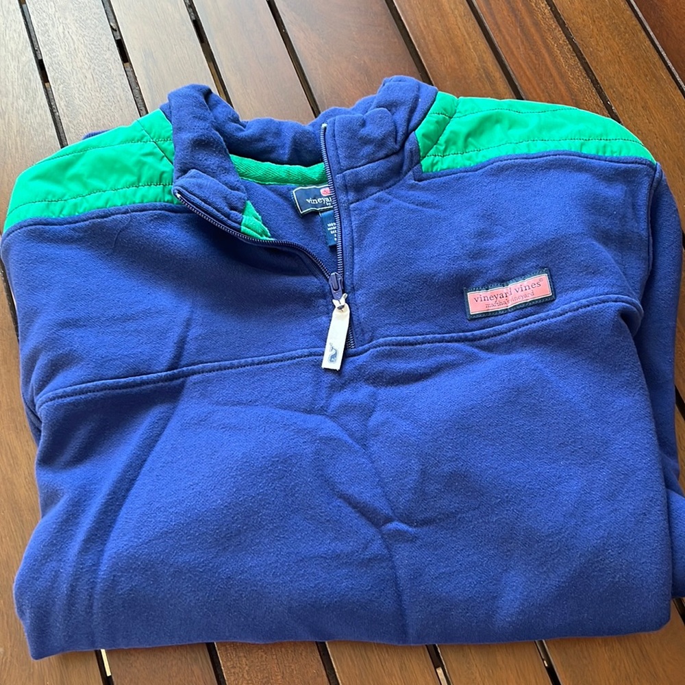 Vineyard Vines Blue Pullover with Green Accents